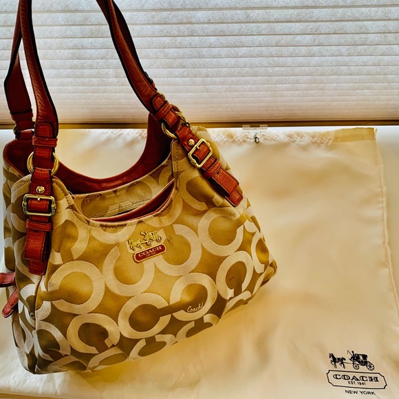 Coach Madison Shoulder Bag, tan/peach/gold